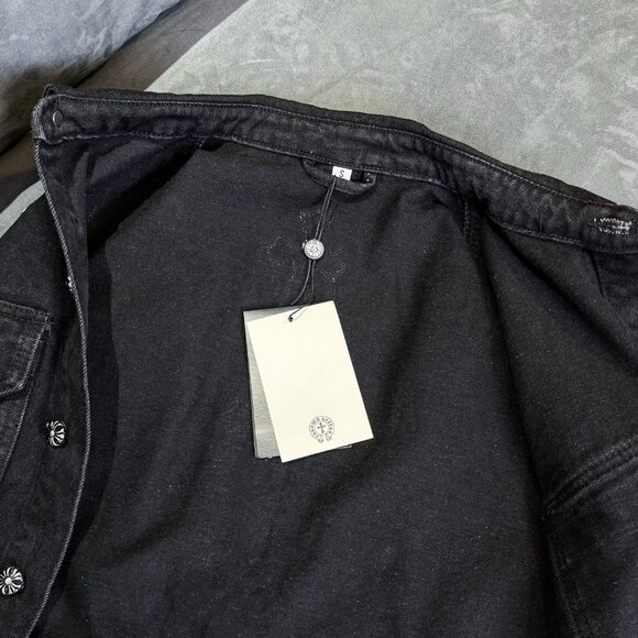 Chrome Hearts Cross Leather Black and White Denim Jacket - Picture 4 of 9